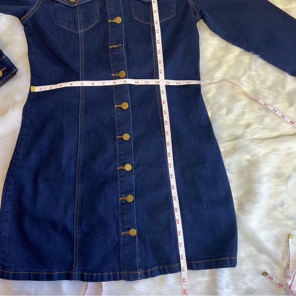 Allegra K Women's 3/4 Sleeve Button Down Denim Shirt Dress Size Small NWT - Picture 12 of 16